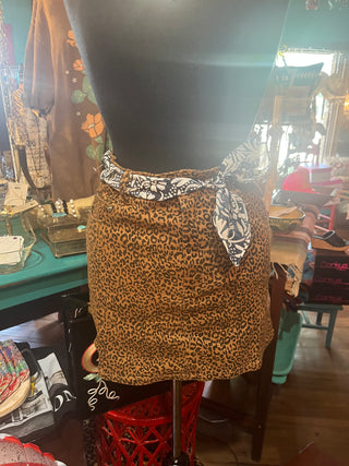 Mona Leopard Denim Skirt