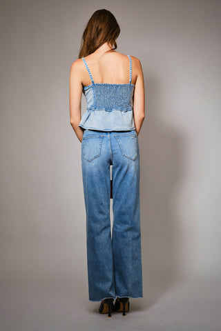 Spur Peplum Denim Top