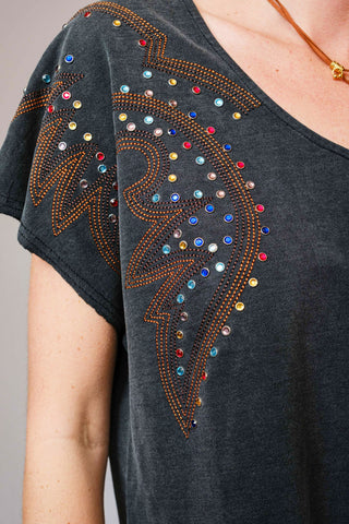 Blinging Back Western Top