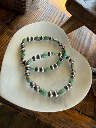 6MM Navajo Stretch Bracelet with Green Turquoise Beads