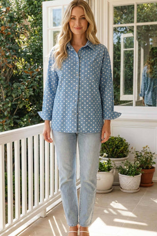 Roswell Denim Polka Top