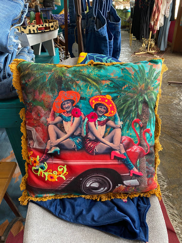 Double Trouble Embroidered Pillow