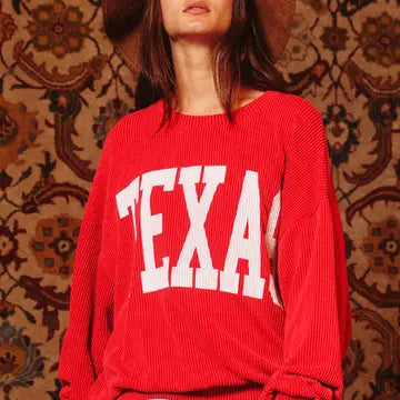 Texas Knit Sweater in Scarlet Red