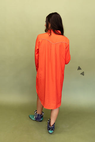 Cowpoke Classic poppy-orange button-front hi-low Western dress