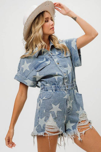 Jolena Vintage Star Romper