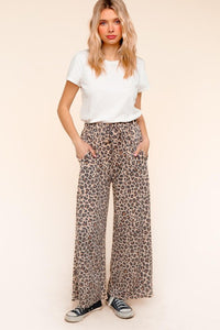 Leopard Print Taupe Black Side Pocket Pants