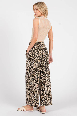 Leopard Print Wide Leg Pants