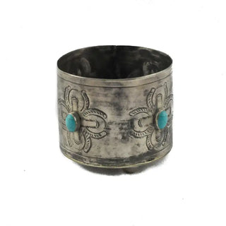 Stamped Silver and Turquoise Wine Coaster