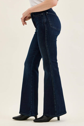 Deep Indigo Charlotte tummy-control flare jeans by Judy Blue
