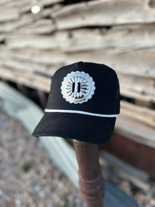 Midnight Silver Concho Trucker Hat