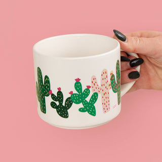 Cream Cacti Ceramic Mug
