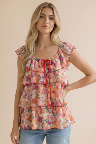 Peach Blossom Ruffle Blouse