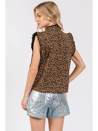 Alma Leopard Denim Vest