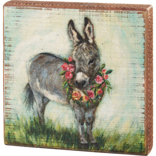 Floral Donkey Block Sign