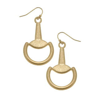 Shiny Gold Juniper Horsebit Earrings