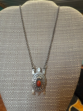 Coral Turtle Necklace
