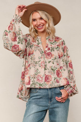 Della Rae Floral Print Woven Blouse