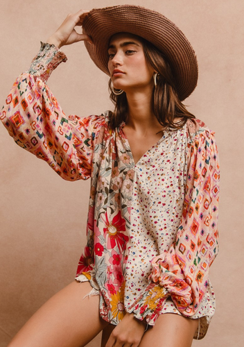 The Shea Floral Print Rose Top