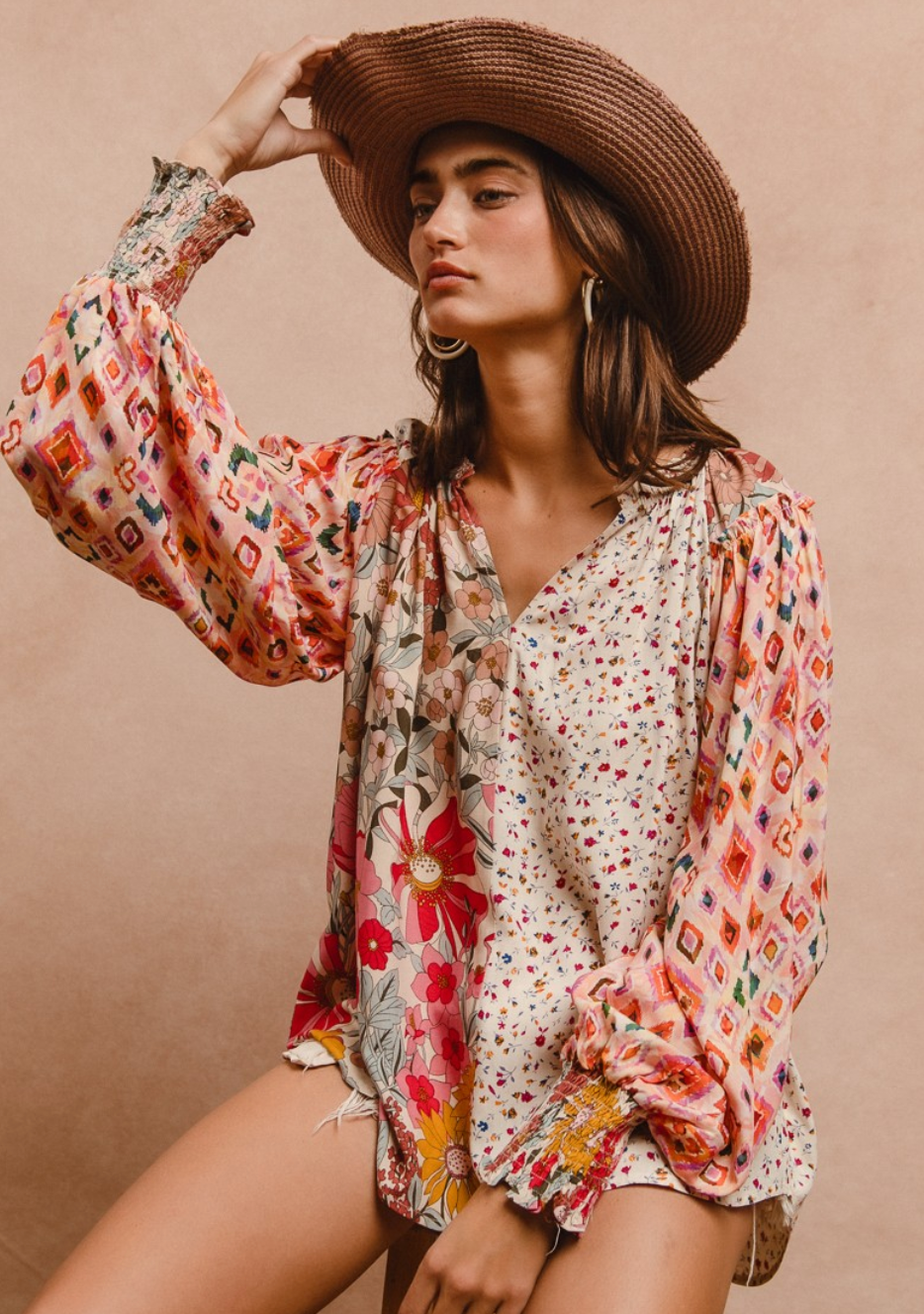 The Shea Floral Print Rose Top