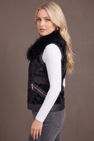 Midnight Glam Black Faux-Fur Vest
