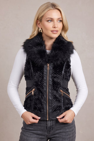 Midnight Glam Black Faux-Fur Vest