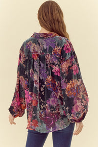 Dee Velvet Flower Print Top