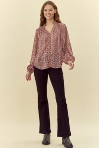 Calico Pleated Leopard Top