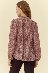 Calico Pleated Leopard Top