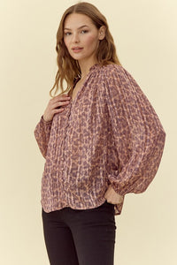 Calico Pleated Leopard Top