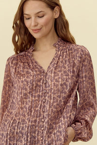 Calico Pleated Leopard Top