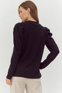 Dillon Ribbed Puffed Sleeve Top