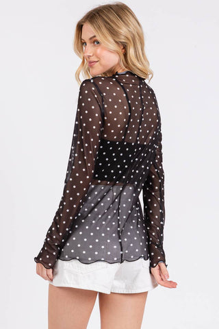 Raven Polka Mesh Top