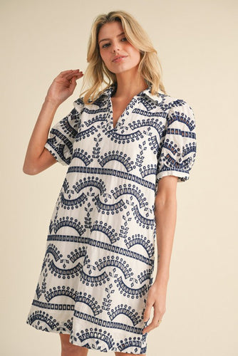 Madeline Navy Geometric Dress