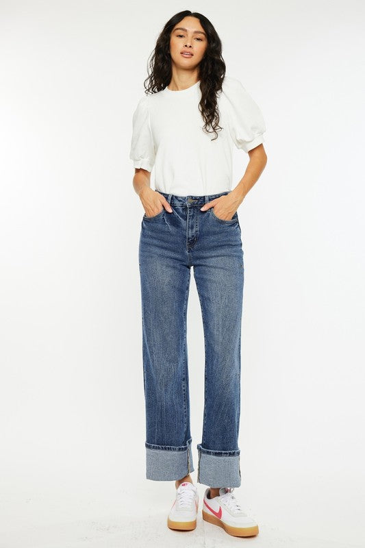 Grommet High Rise 90's Flare Jeans by Kan Can