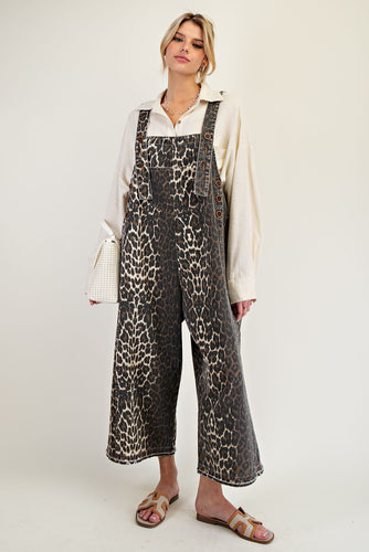 Mazzy Washed Animal Print Overalls