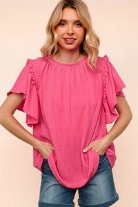 Solid Hot Pink Back Button Top