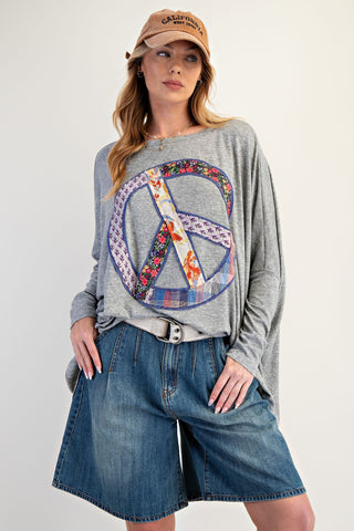 Ida Belle Heather Grey Peace Top by Easel