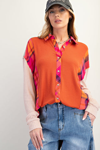 Carolina Rust Thermal Knit Shirt by Easel