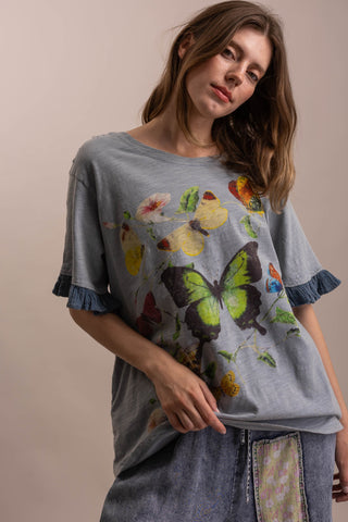 Free Spirit Butterfly Ruffle-Sleeve Tee