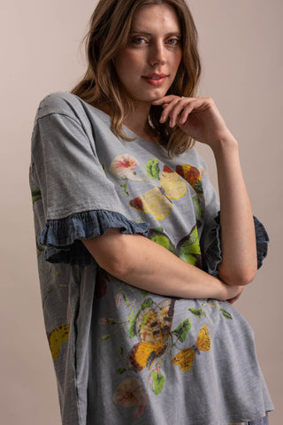 Free Spirit Butterfly Ruffle-Sleeve Tee