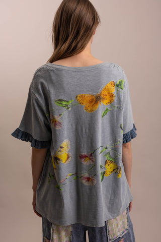 Free Spirit Butterfly Ruffle-Sleeve Tee