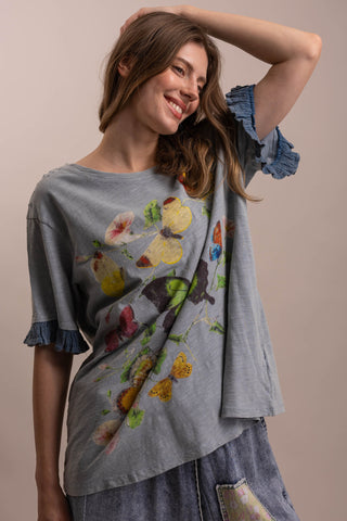 Free Spirit Butterfly Ruffle-Sleeve Tee