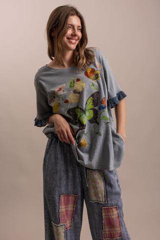 Free Spirit Butterfly Ruffle-Sleeve Tee