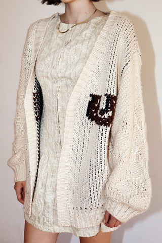 Honey Horse Print Open Knit Cardigan