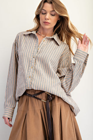 Nena Ann Stripe Oversized Shirt by Easel
