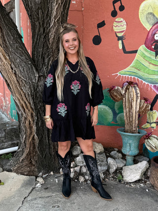 Moonlit Flora Tiered Hem Dress