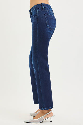Delaney Dark Tummy Control Ankle Straight Jeans