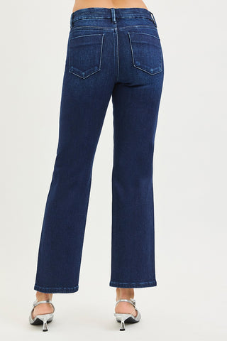 Delaney Dark Tummy Control Ankle Straight Jeans