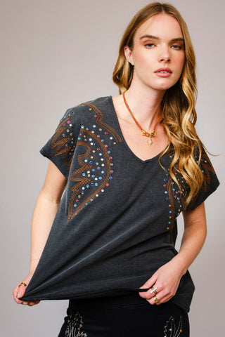 Blinging Back Western Top