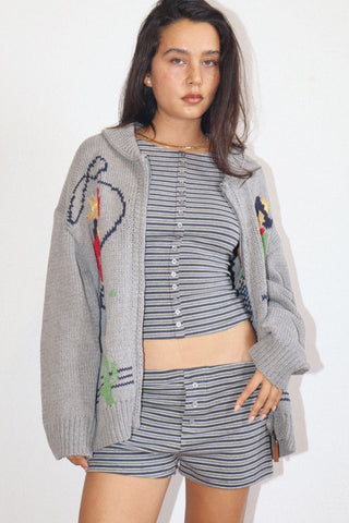 Cowboy Graphic Chunky Knit Cardigan